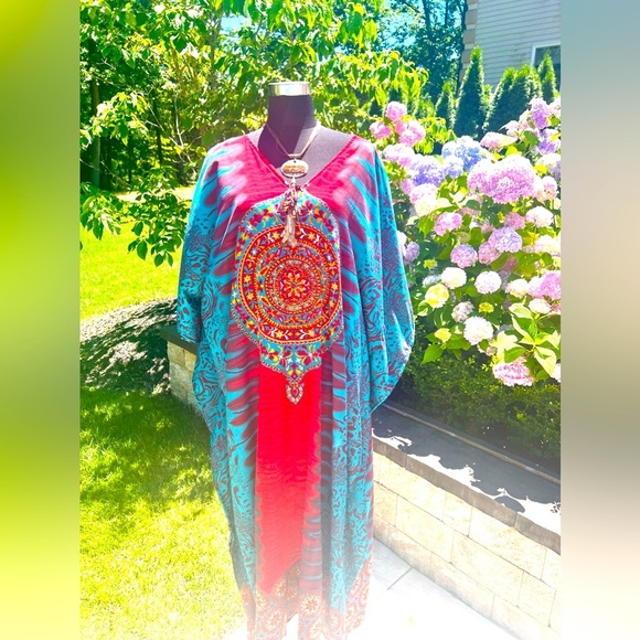 NWT Sante classics kaftan boho hippie cover up one size Moo Moo - Picture 1 of 8